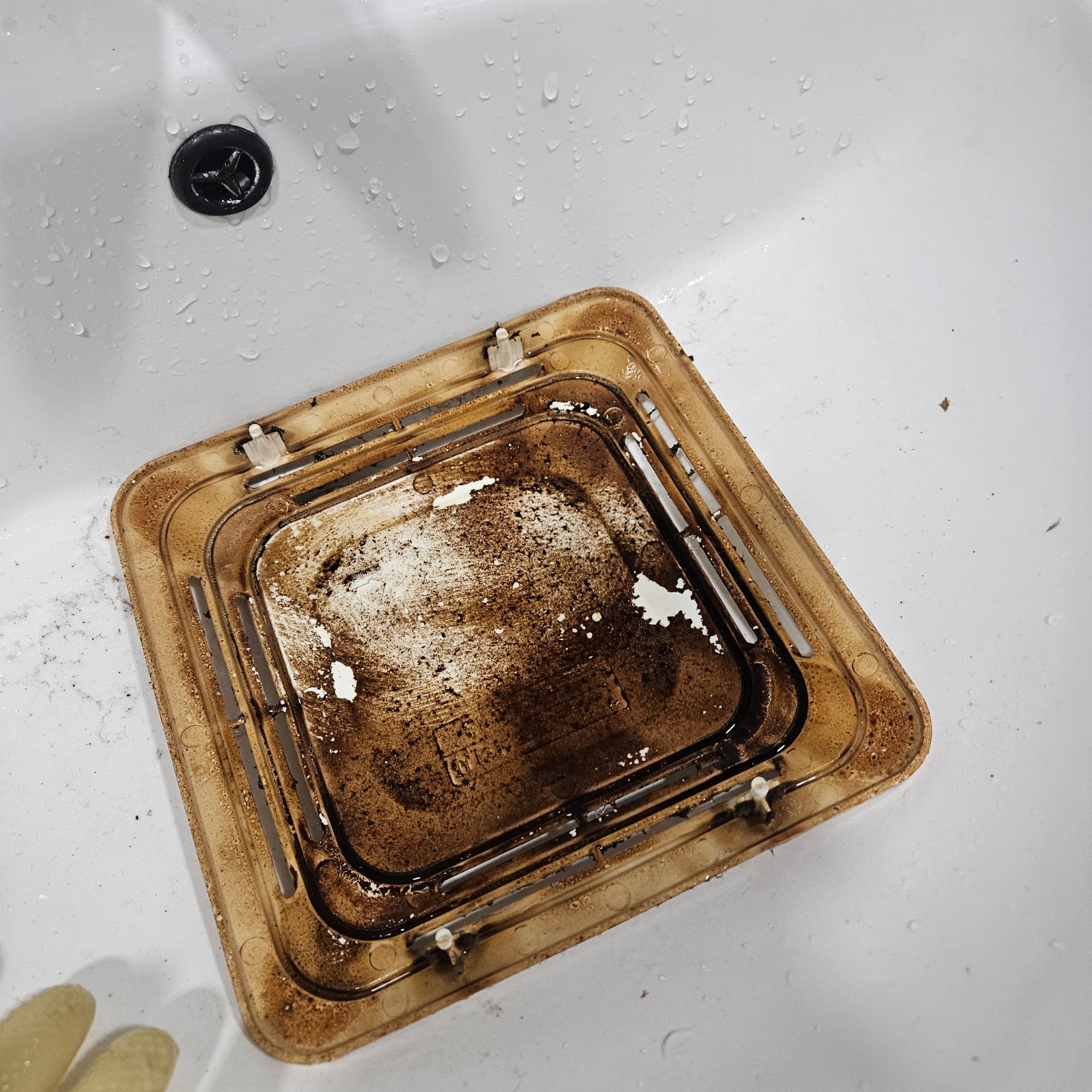 욕실 배수구 녹·오염 제거 - 입주청소 시공사례 시공 전 - 청소 전 상태